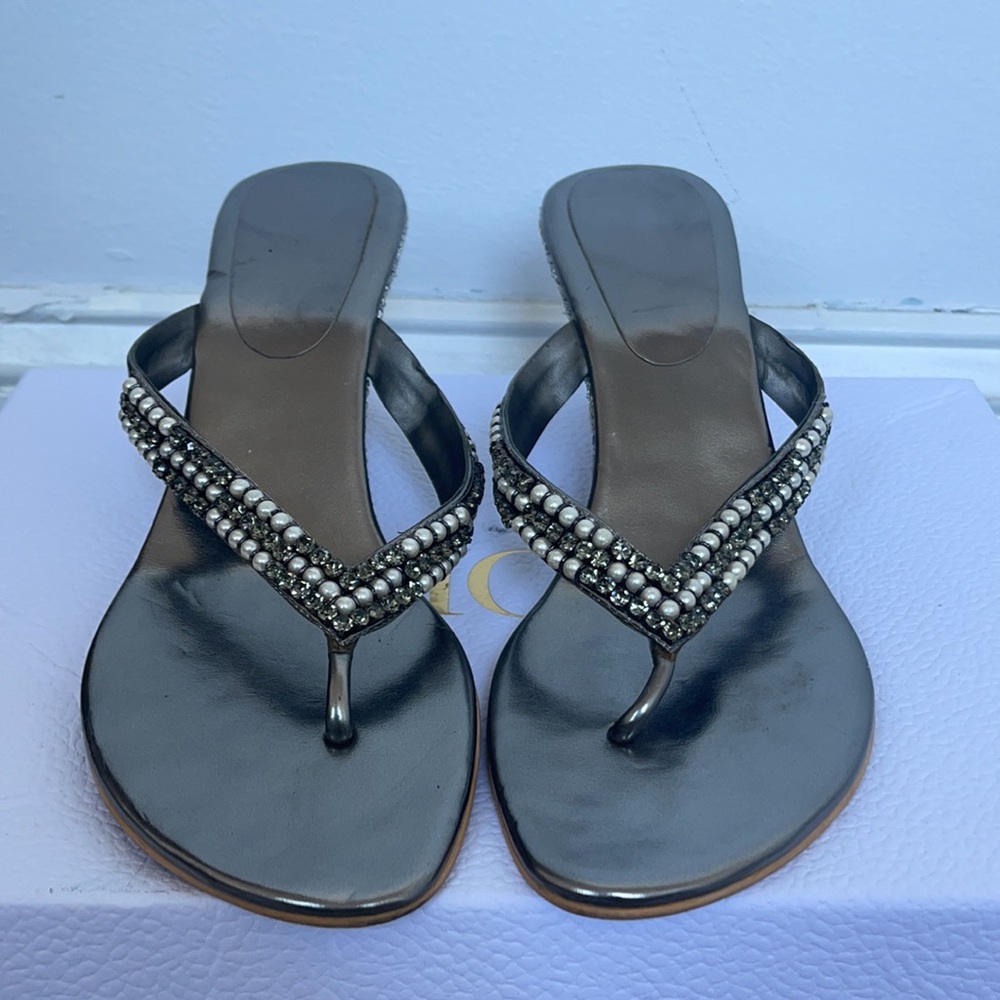 Silver rhinestone wedges sandal size 8